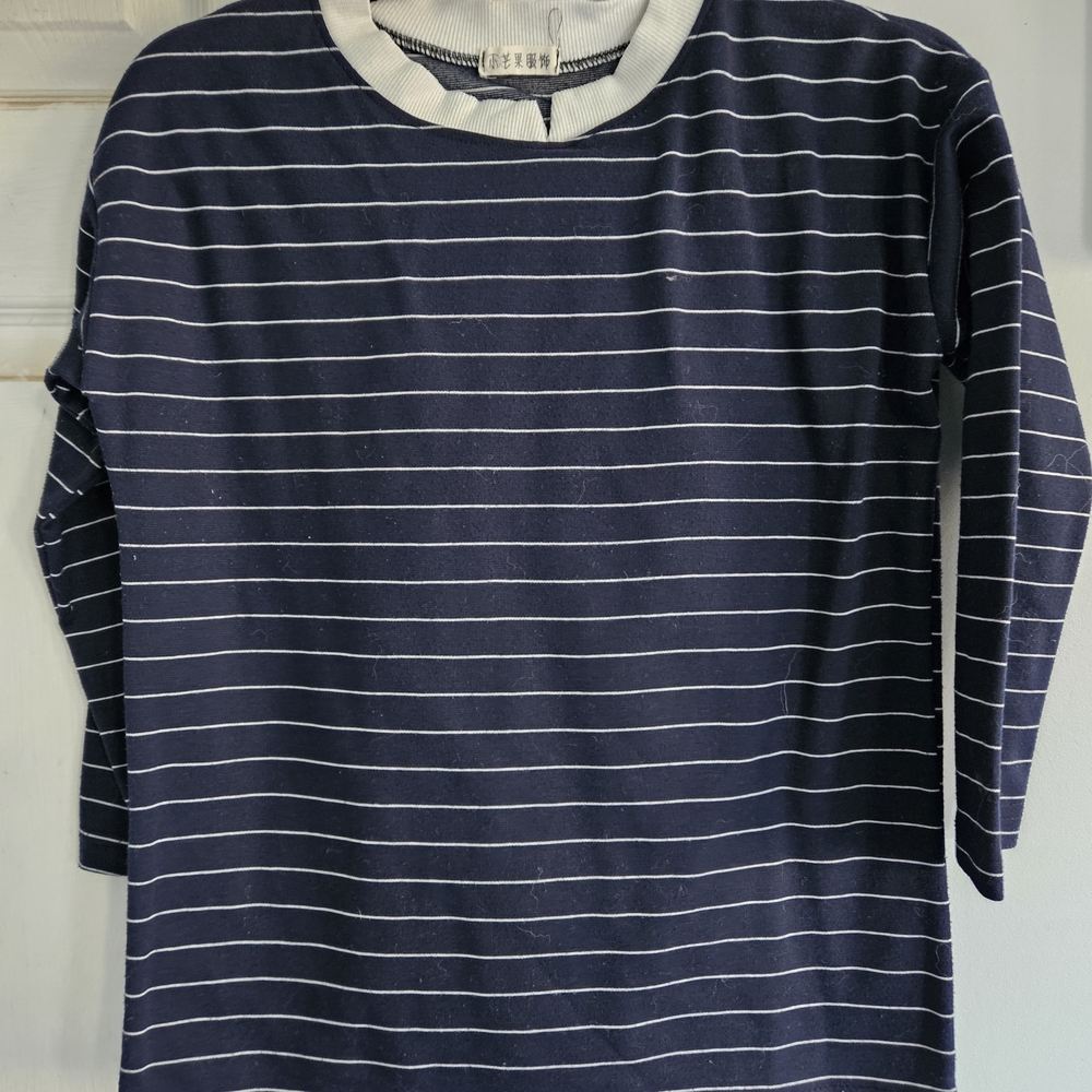 Navy Striped Long Sleeve Shirt